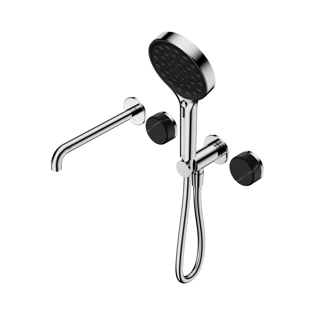 Nero Serenity Progressive Shower System - Spout Chrome Marquina Black Handle & Serenity Hand Shower