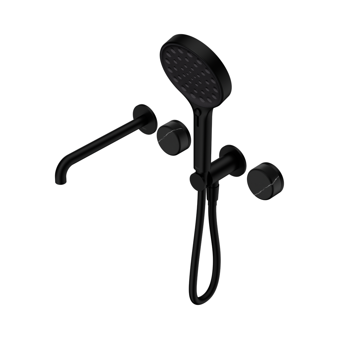 Nero Serenity Progressive Shower System - Spout Matte Black Marquina Black Handle & Serenity Hand Shower