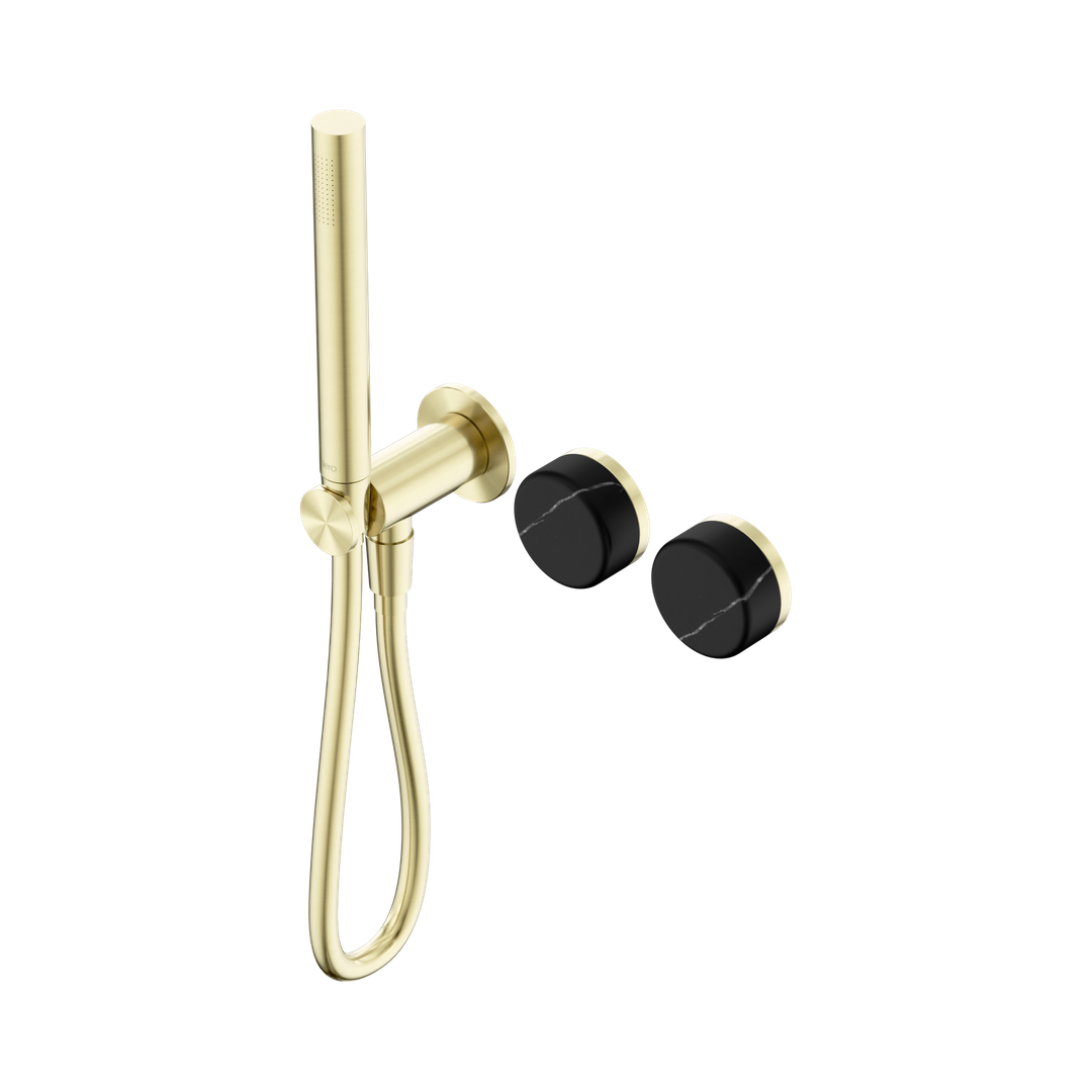 Nero Serenity Progressive Shower System Brushed Gold - Marquina Black Handle & Slim Shower