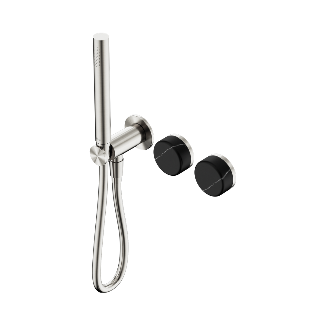 Nero Serenity Progressive Shower System Brushed Nickel - Marquina Black Handle & Slim Shower
