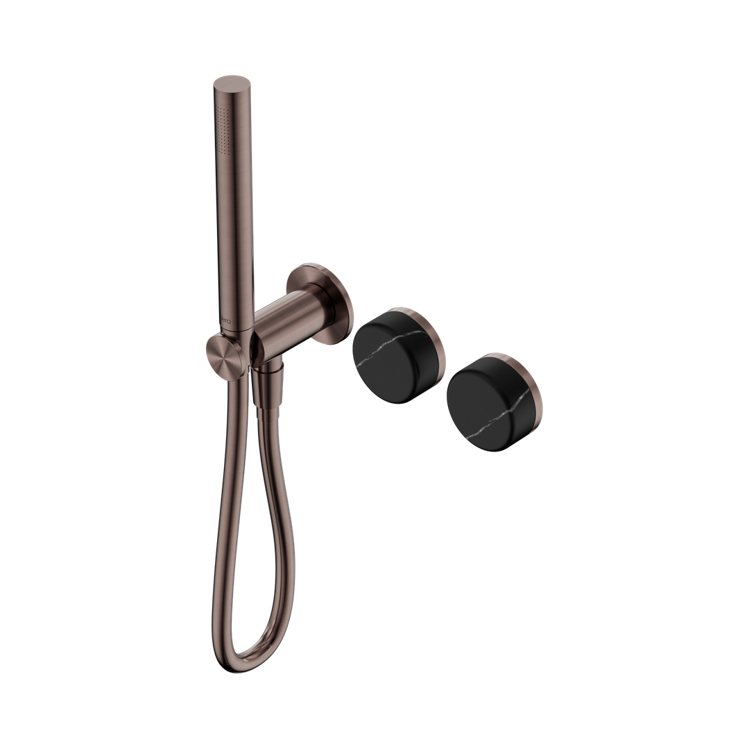 Nero Serenity Progressive Shower System Brushed Bronze - Marquina Black Handle & Slim Shower
