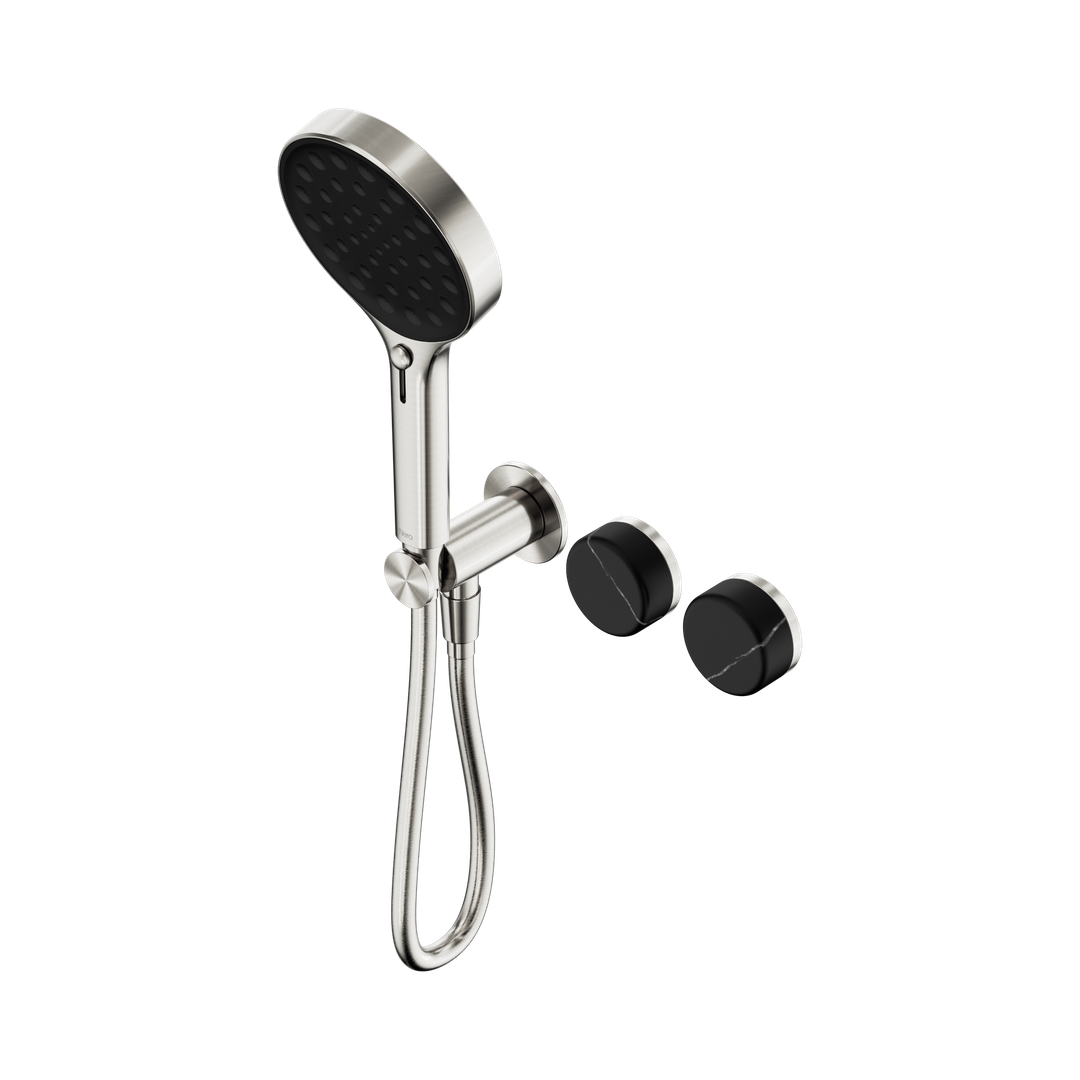 Nero Serenity Progressive Shower System Brushed Nickel - Marquina Black Handle & Serenity Hand Shower