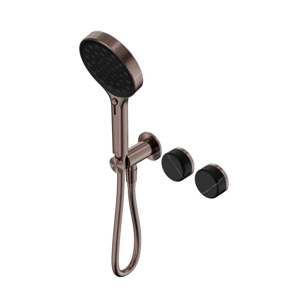 Nero Serenity Progressive Shower System Brushed Bronze - Marquina Black Handle & Serenity Hand Shower
