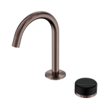 Nero Serenity Progressive Basin Mixer Arc Spout Brushed Bronze - Marquina Black Handle