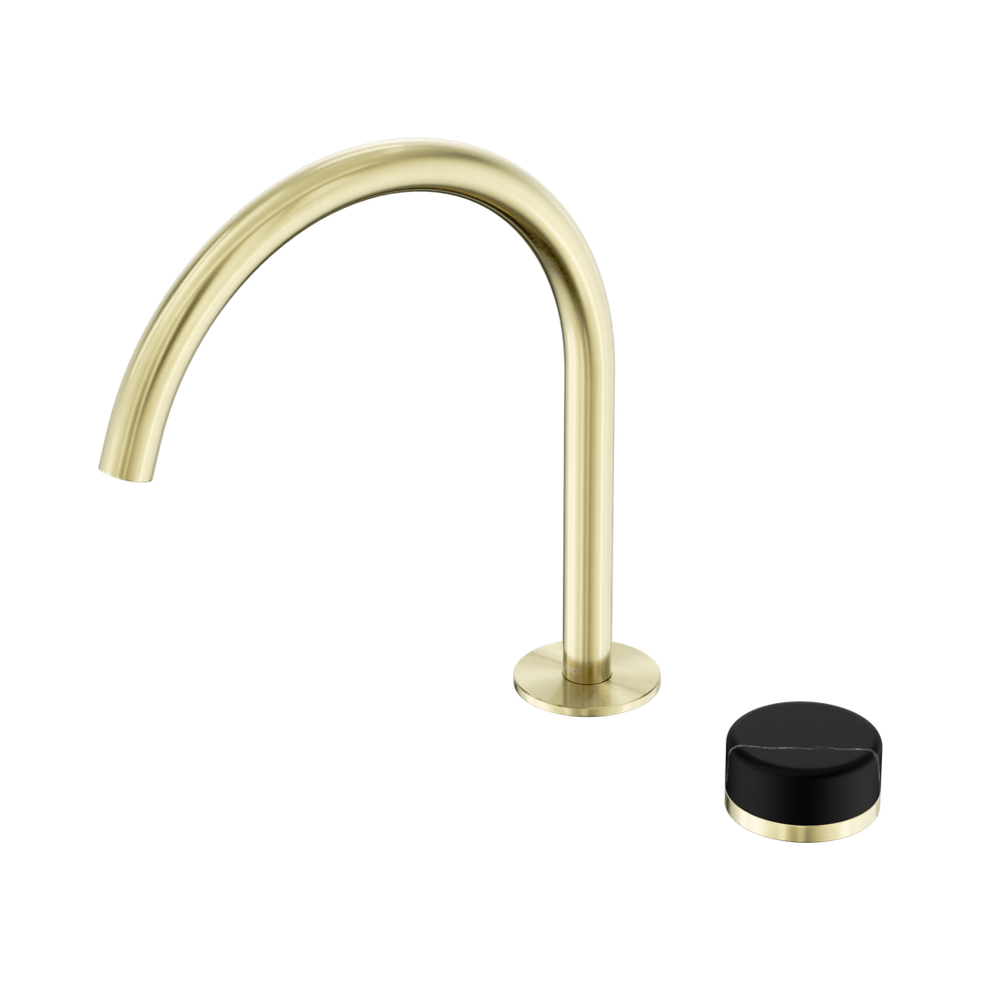 Serenity Progressive Bath/Kitchen Nero Mixer Arc Spout With Marquina Black Handle - Brushed Gold
