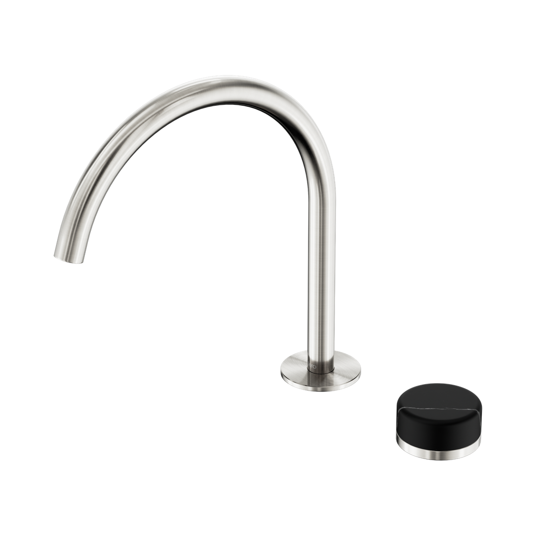 Serenity Bath/Kitchen Nero Mixer Arc Spout With Marquina Black Handle - Brushed Nickel