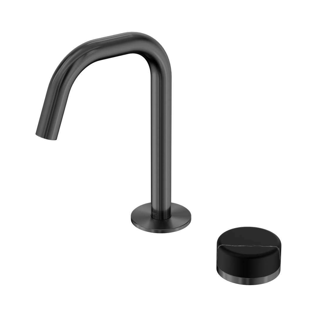 Nero Serenity Progressive Basin Mixer Edge Spout With Marquina Black Handle - Gun Metal