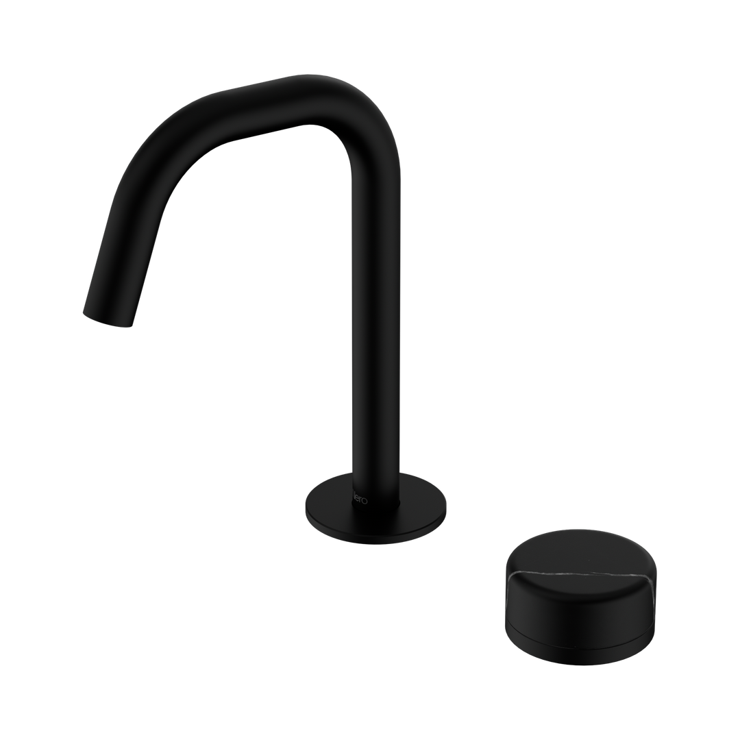 Serenity Progressive Basin Nero Mixer Edge Spout With Marquina Black Handle - Matte Black