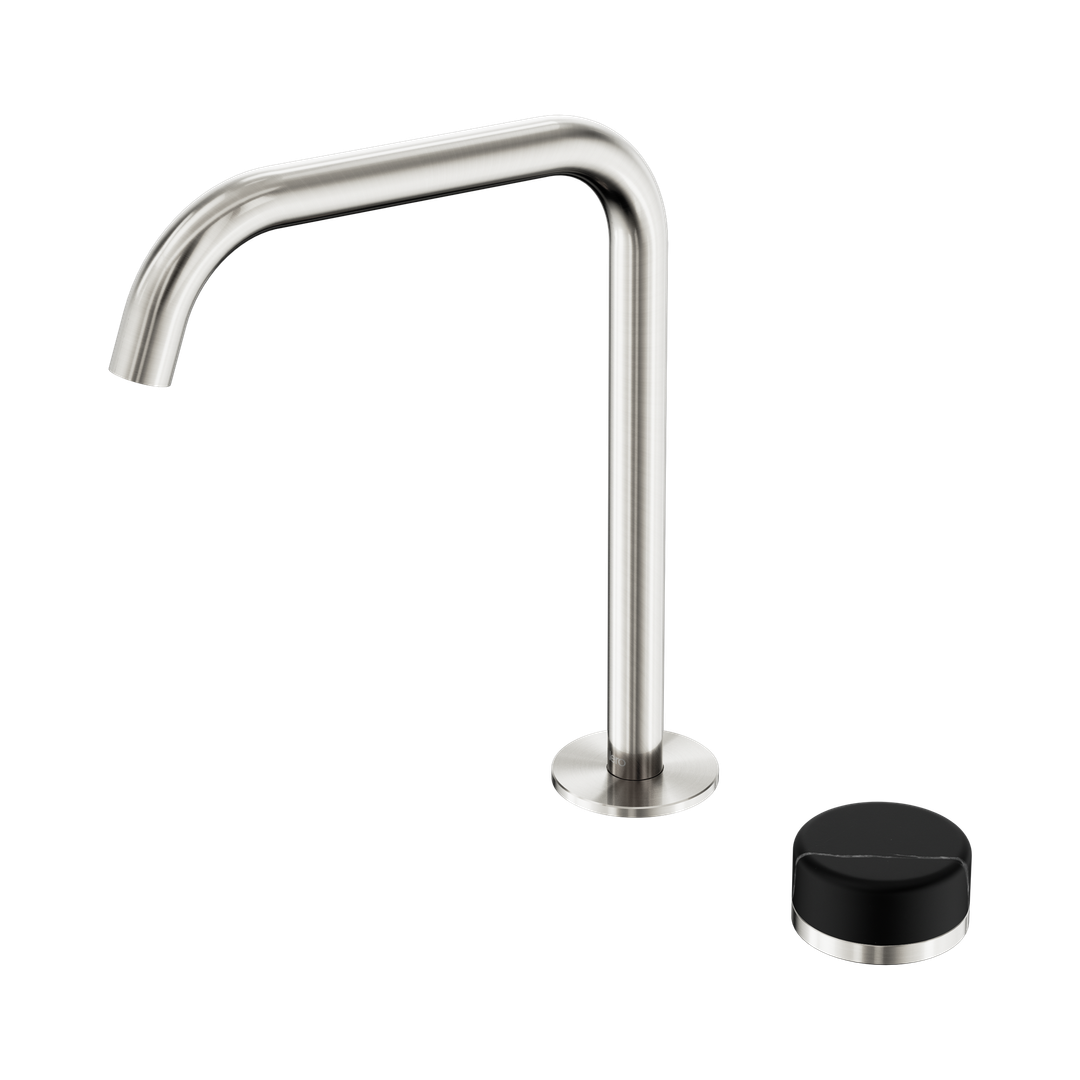 Serenity Bath/Kitchen Nero Mixer Edge Spout With Marquina Black Handle - Brushed Nickel