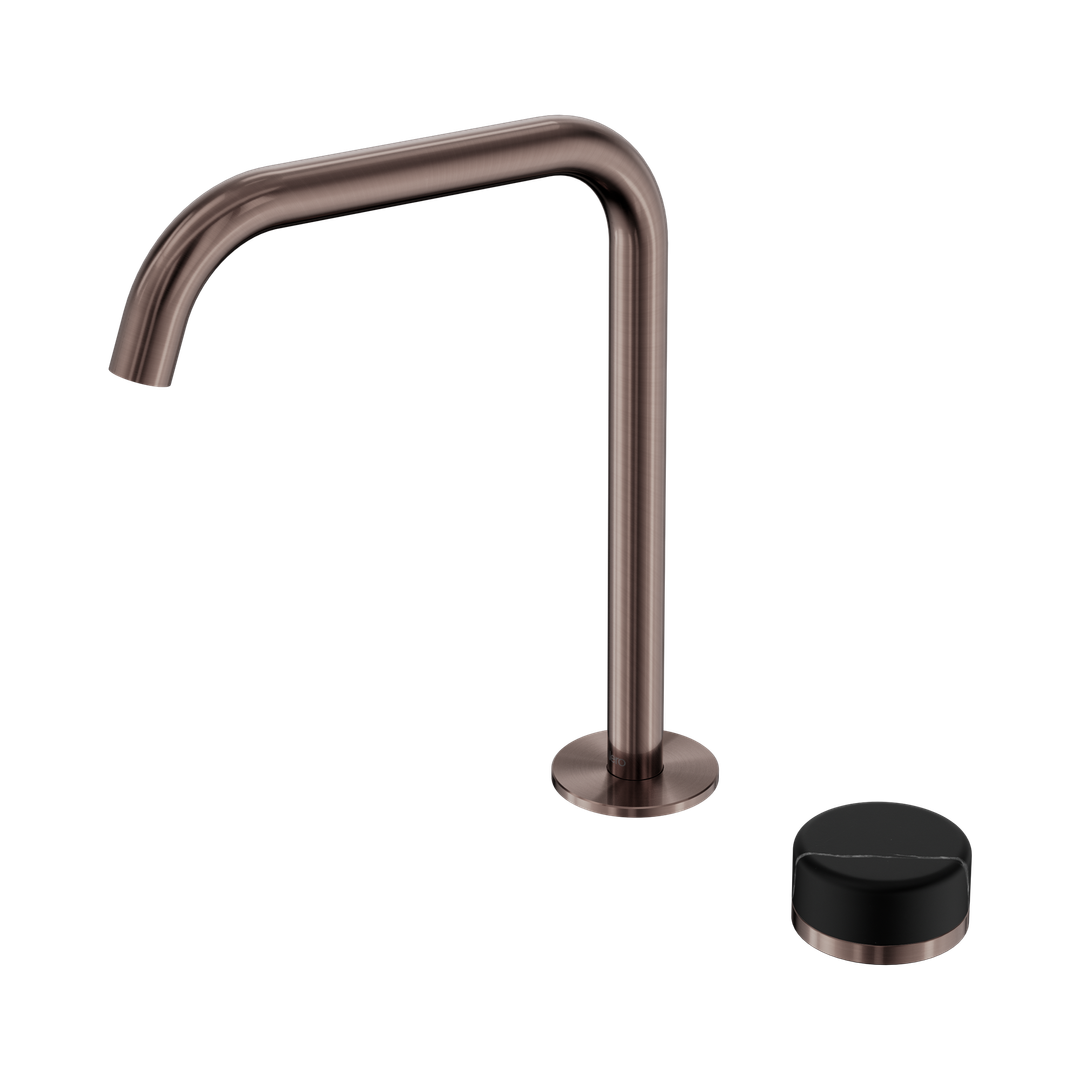 Nero Serenity Bath/Kitchen Mixer Edge Spout With Marquina Black Handle - Brushed Bronze