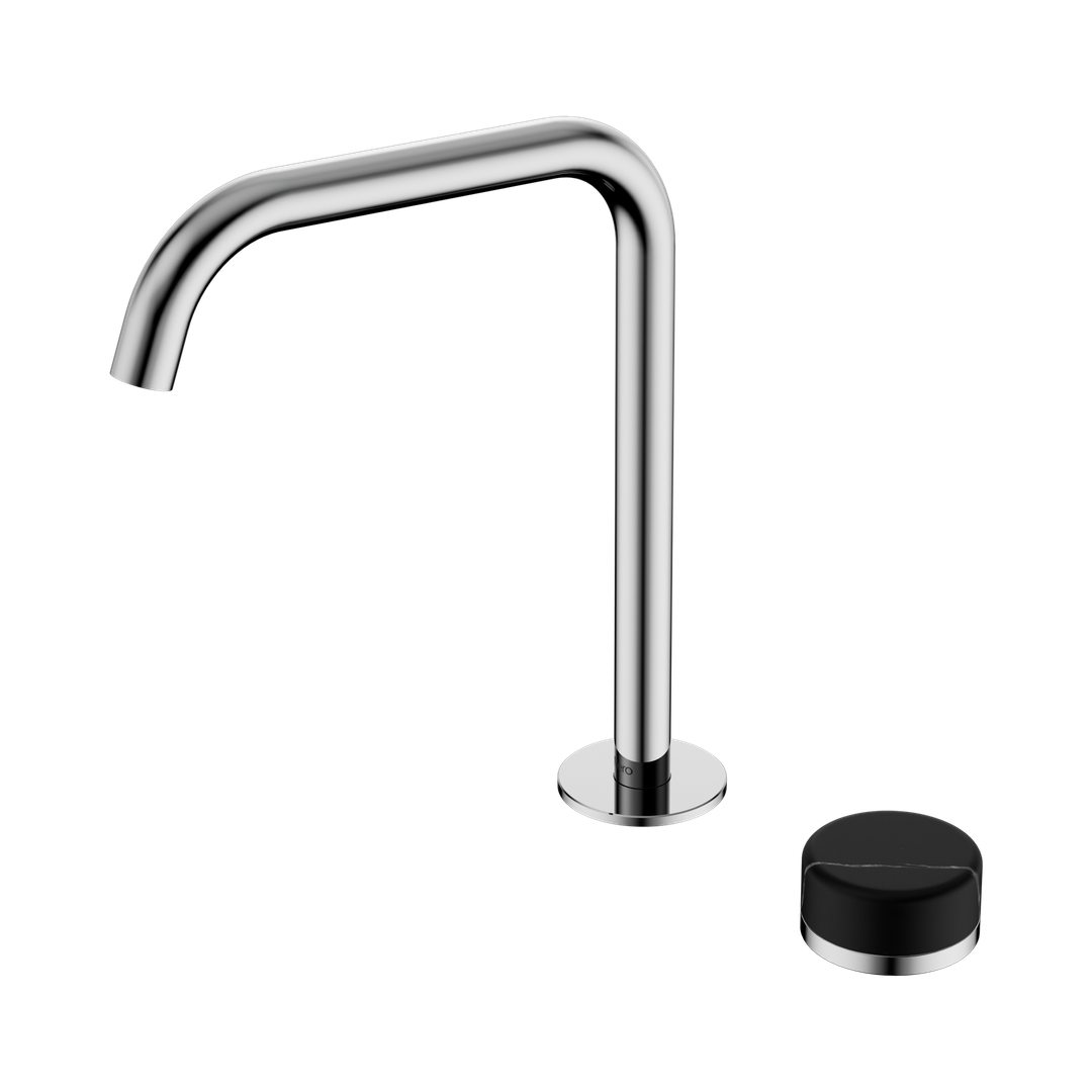 Nero Serenity Progressive Bath/Kitchen Mixer Edge Spout With Marquina Black Handle - Chrome