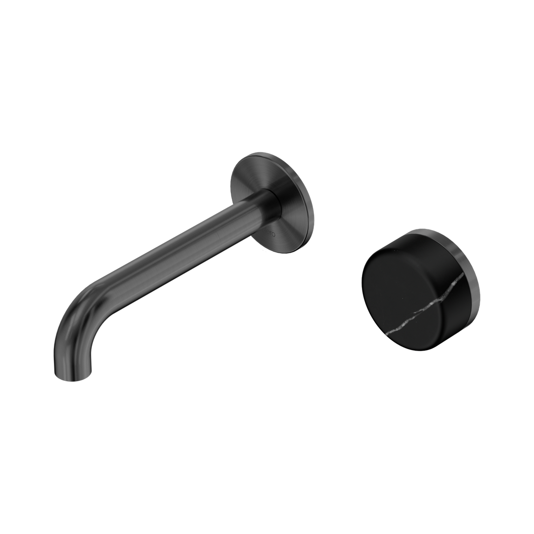 Nero Serenity Progressive Wall Basin Mixer 160mm Spout With Marquina Black Handle - Gun Metal