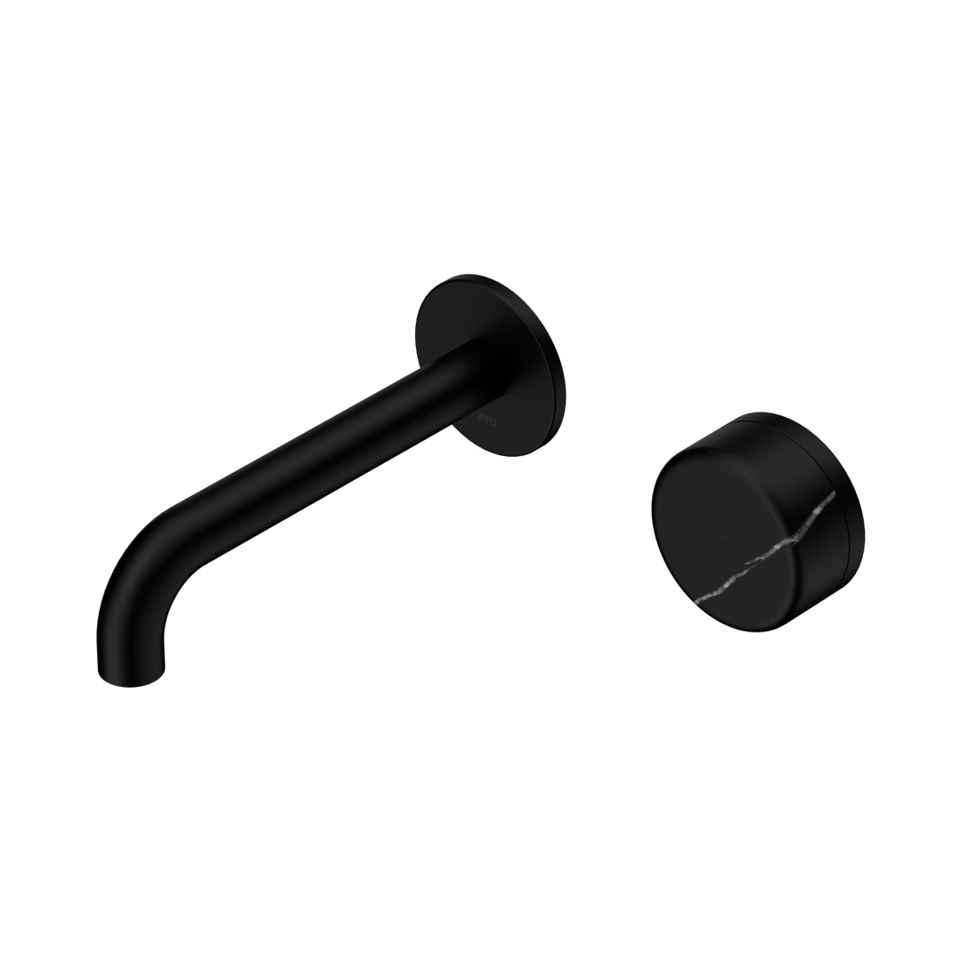 Serenity Progressive Wall Basin Nero Mixer 160mm Spout With Marquina Black Handle - Matte Black