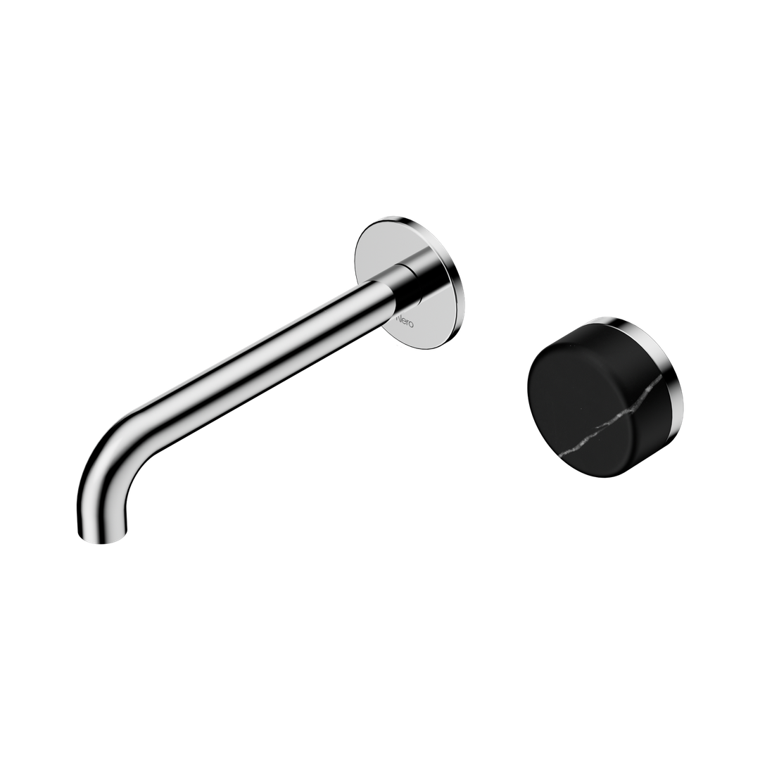 Serenity Progressive Wall Basin Nero Mixer 185mm Spout With Marquina Black Handle - Chrome