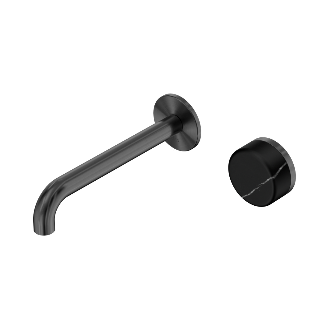Serenity Progressive Wall Basin Nero Mixer 185mm Spout With Marquina Black Handle - Gun Metal