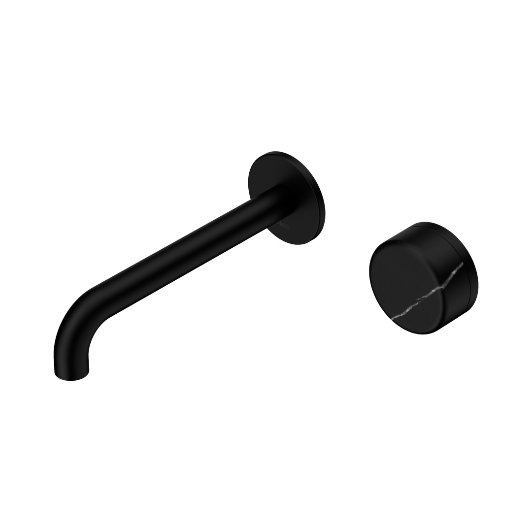 Serenity Progressive Wall Basin Nero Mixer 185mm Spout With Marquina Black Handle - Matte Black