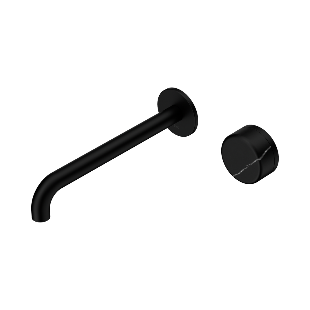 Serenity Progressive Wall Basin Nero Mixer 220mm Spout With Marquina Black Handle - Matte Black