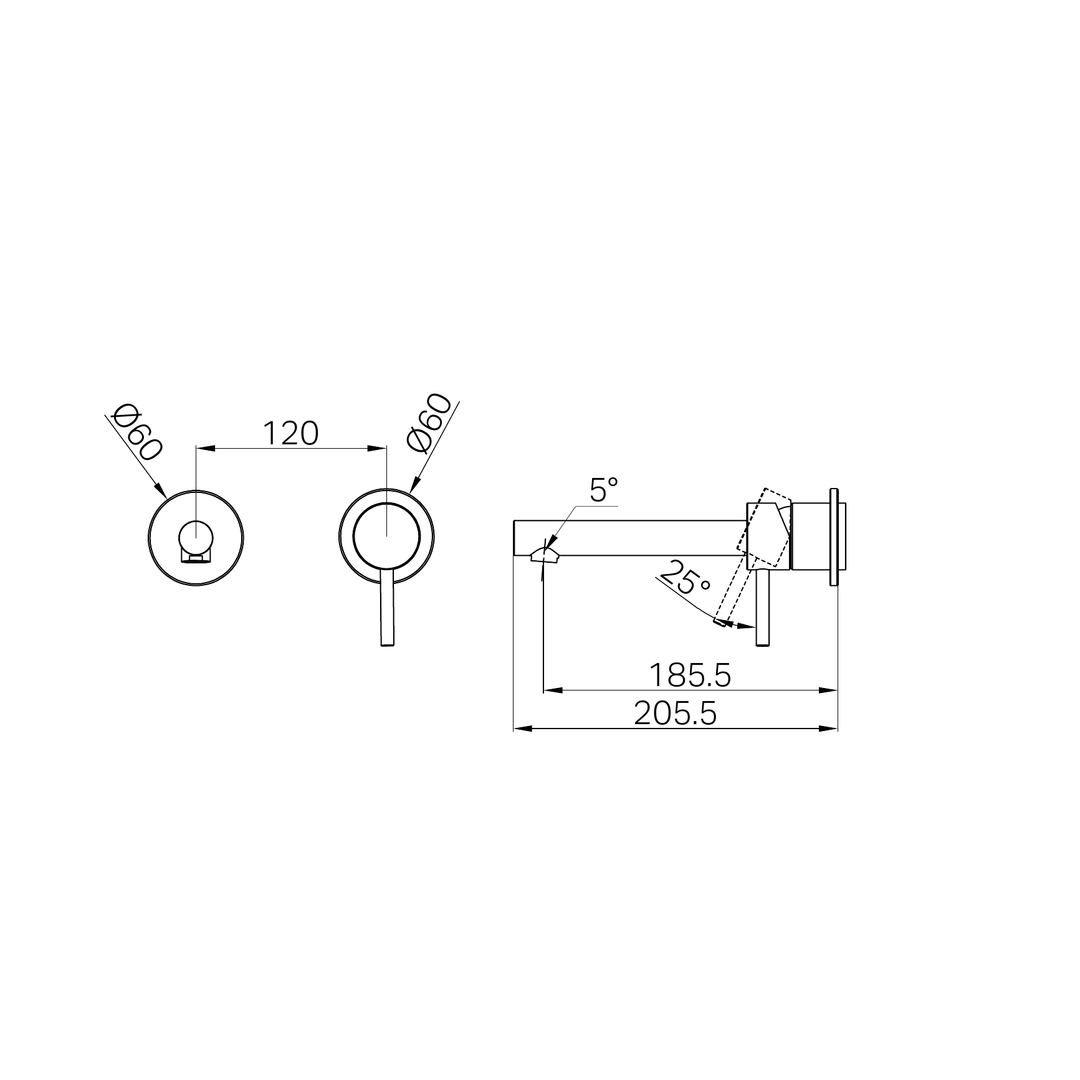 Nero Dolce II Wall Basin/Bath Mixer Separate Back Plate Trim Kits Only - Matte Black