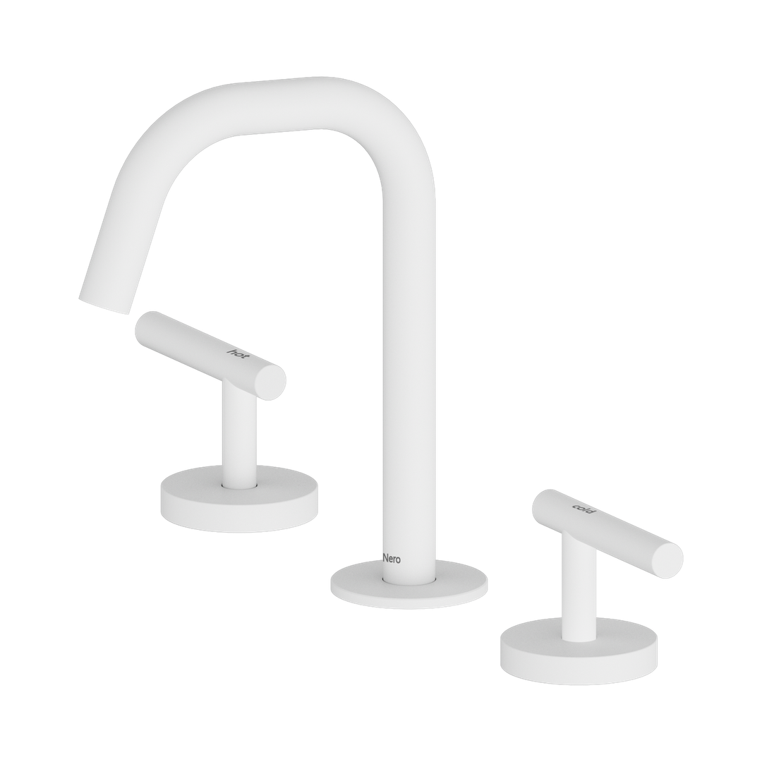 Nero Mecca Lever Basin Set Edge Spout - Matte White