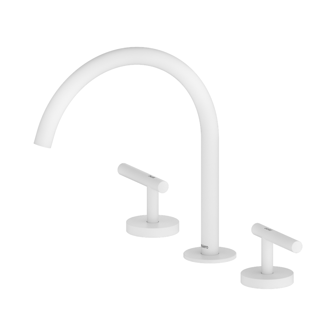 Nero Mecca Lever Bath/Kitchen Set Arc Spout - Matte White