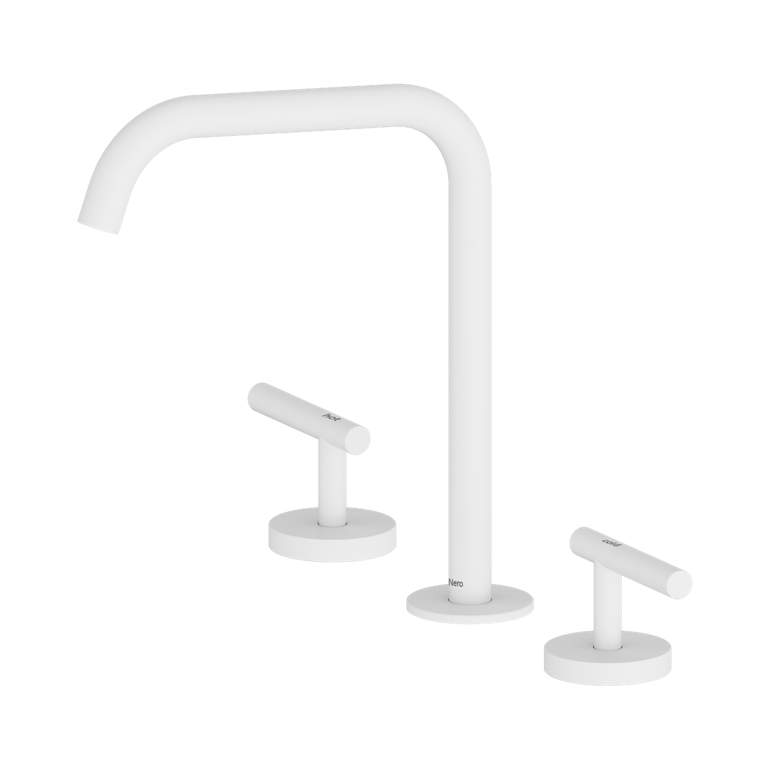 Nero Mecca Lever Bath/Kitchen Set Edge Spout - Matte White