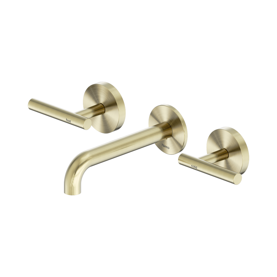 Nero Mecca Lever Wall Basin/Bath Set 160Mm Spout - Brushed Gold