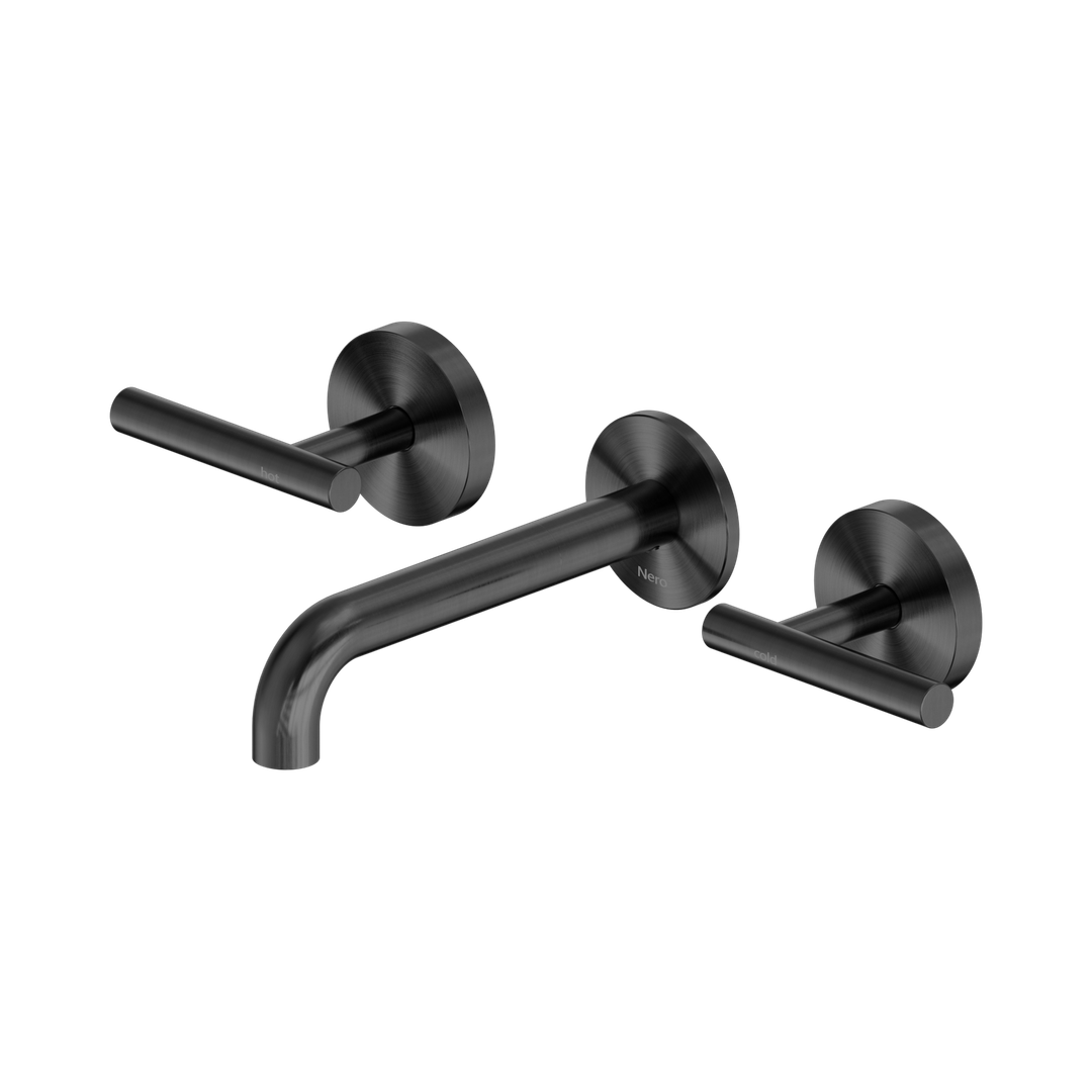 Nero Mecca Lever Wall Basin/Bath Set 160Mm Spout - Gunmetal