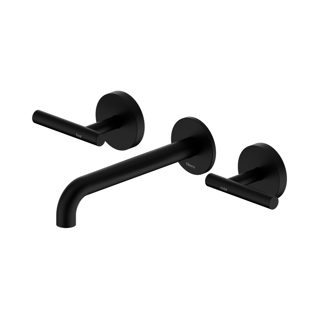 Nero Mecca Lever Wall Basin/Bath Set 185Mm Spout - Matte Black
