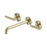 Nero Mecca Lever Wall Basin/Bath Set 220Mm Spout - Brushed Gold