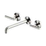 Nero Mecca Lever Wall Basin/Bath Set 220Mm Spout - Brushed Nickel