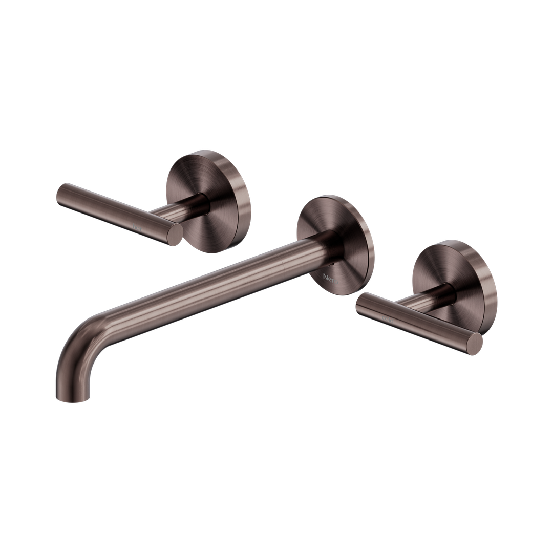 Nero Mecca Lever Wall Basin/Bath Set 220Mm Spout - Brushed Bronze