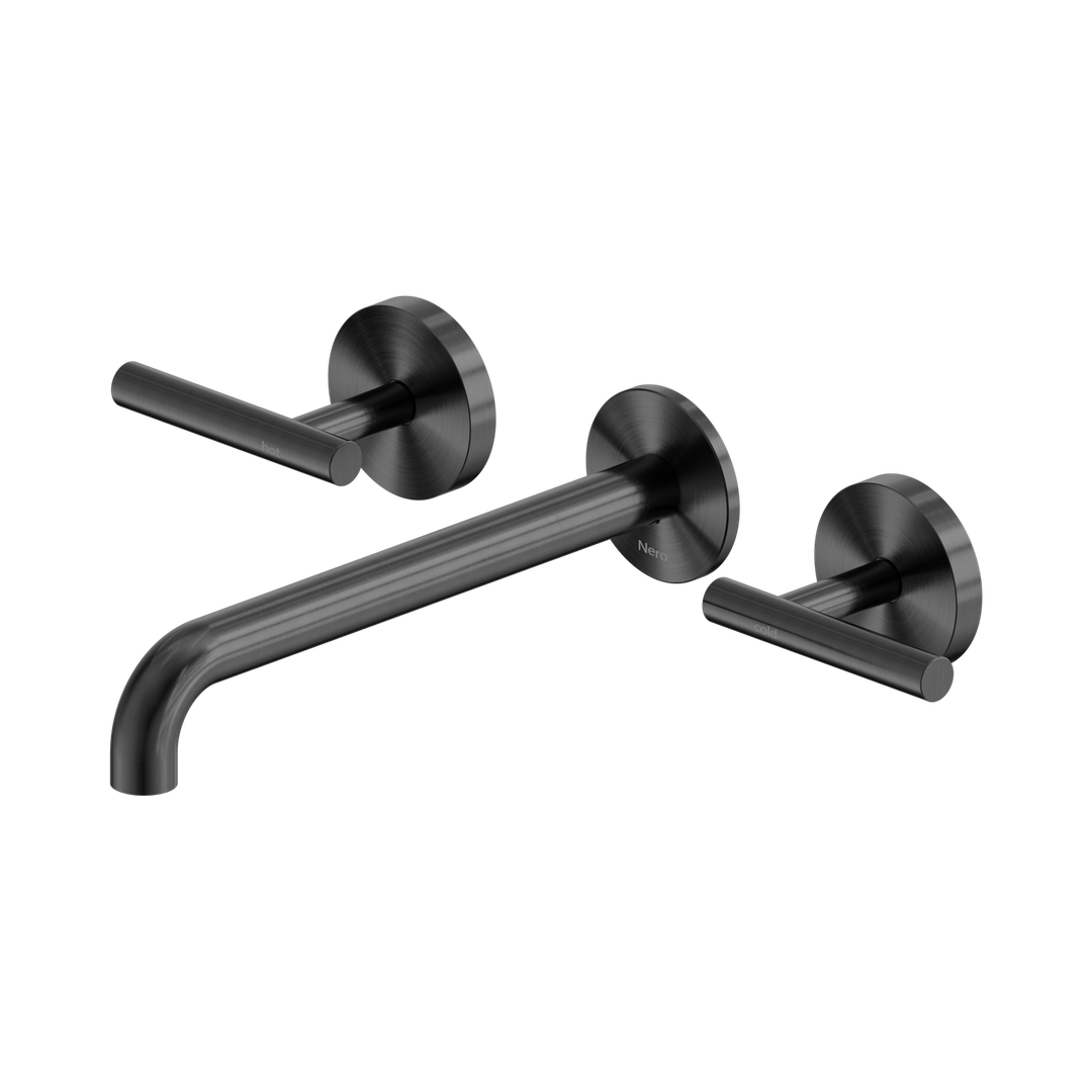 Nero Mecca Lever Wall Basin/Bath Set 220Mm Spout - Gunmetal