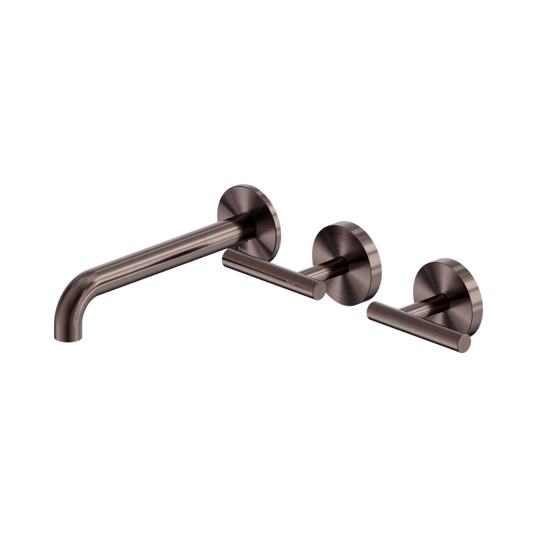 Nero Mecca Lever Wall Basin/Bath Set 185Mm Offset Spout - Brushed Bronze