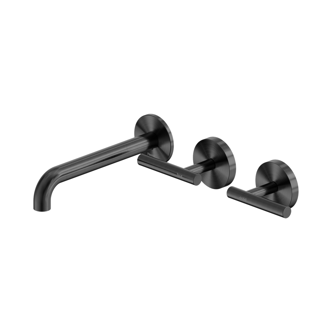 Nero Mecca Lever Wall Basin/Bath Set 185Mm Offset Spout - Gunmetal