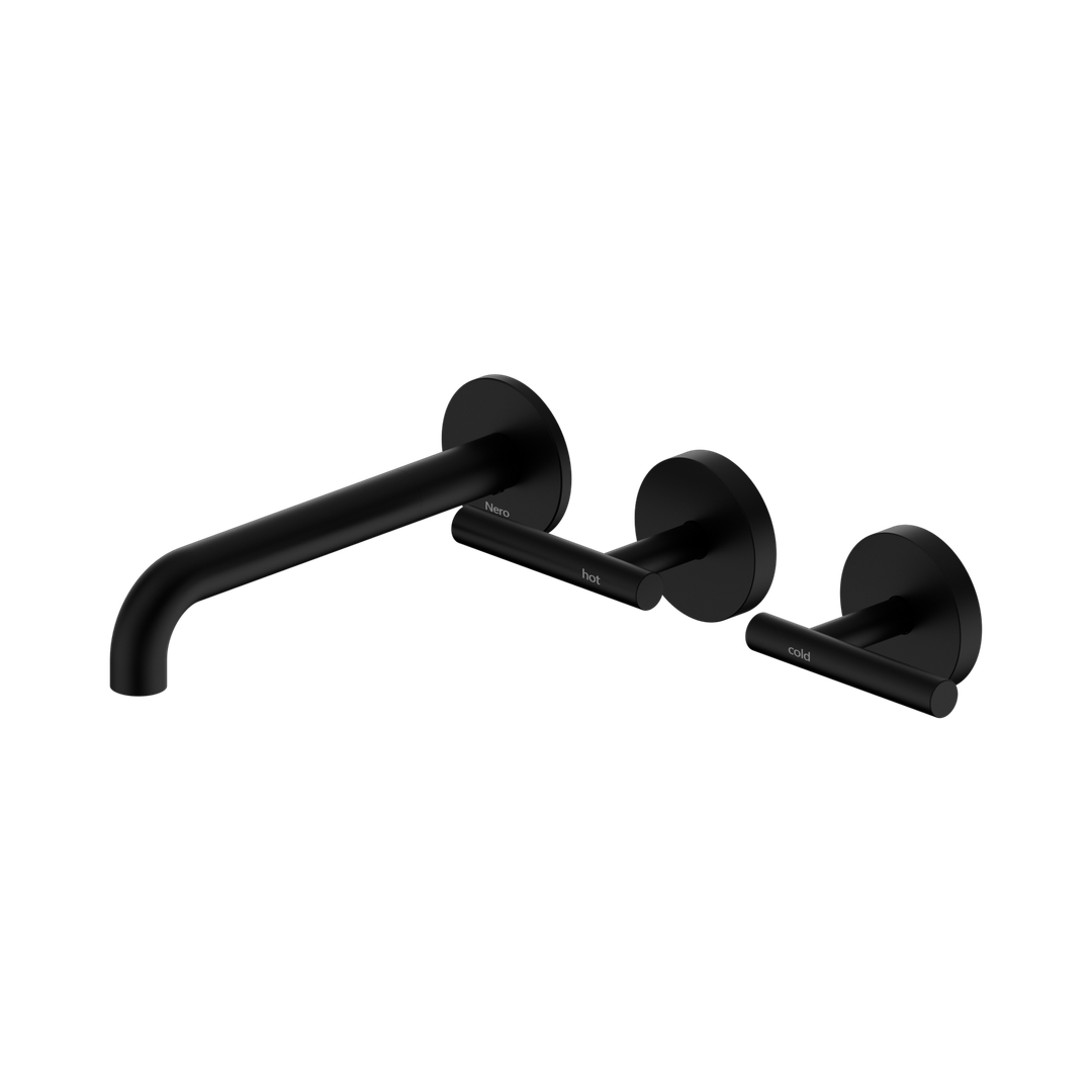 Nero Mecca Lever Wall Basin/Bath Set 185Mm Offset Spout - Matte Black