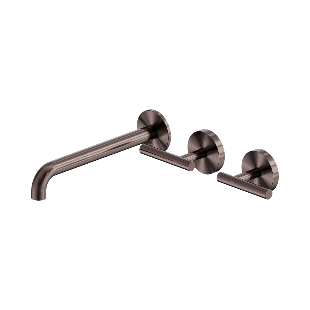 Nero Mecca Lever Wall Basin/Bath Set 220Mm Offset Spout - Brushed Bronze
