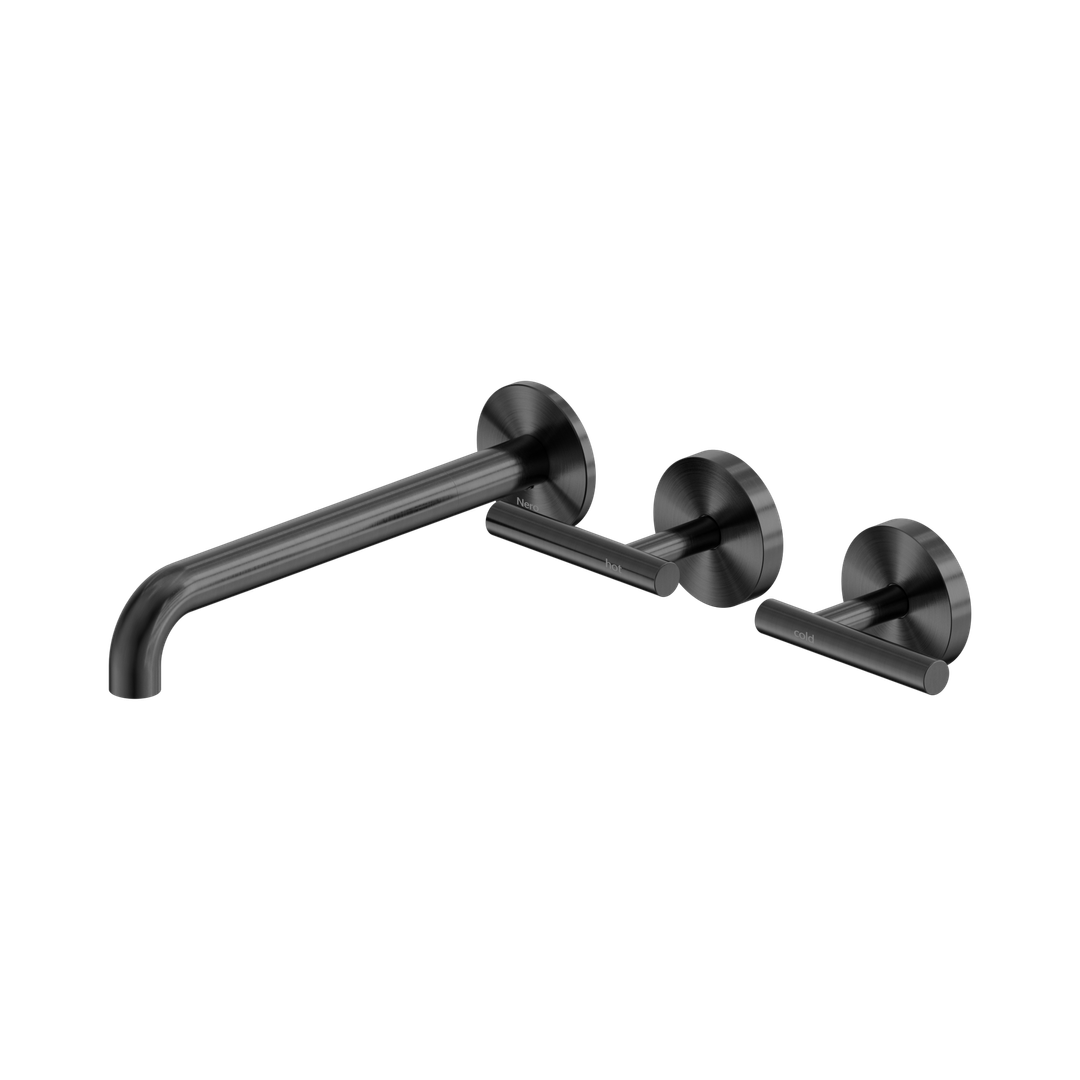 Nero Mecca Lever Wall Basin/Bath Set 220Mm Offset Spout - Gunmetal