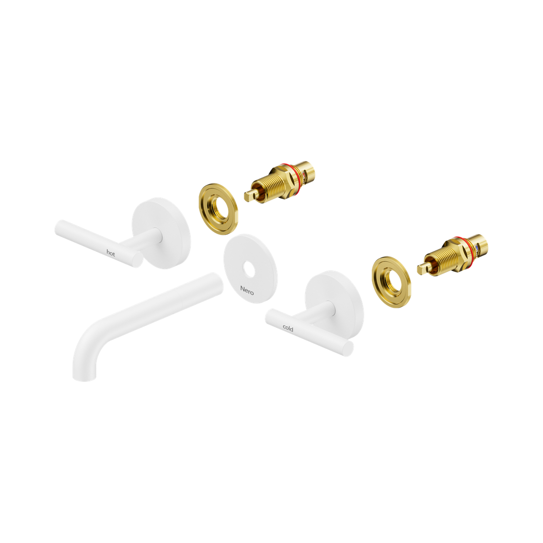 Nero Mecca Lever Wall Basin/Bath Set 160Mm Spout Trim Kits Only - Matte White