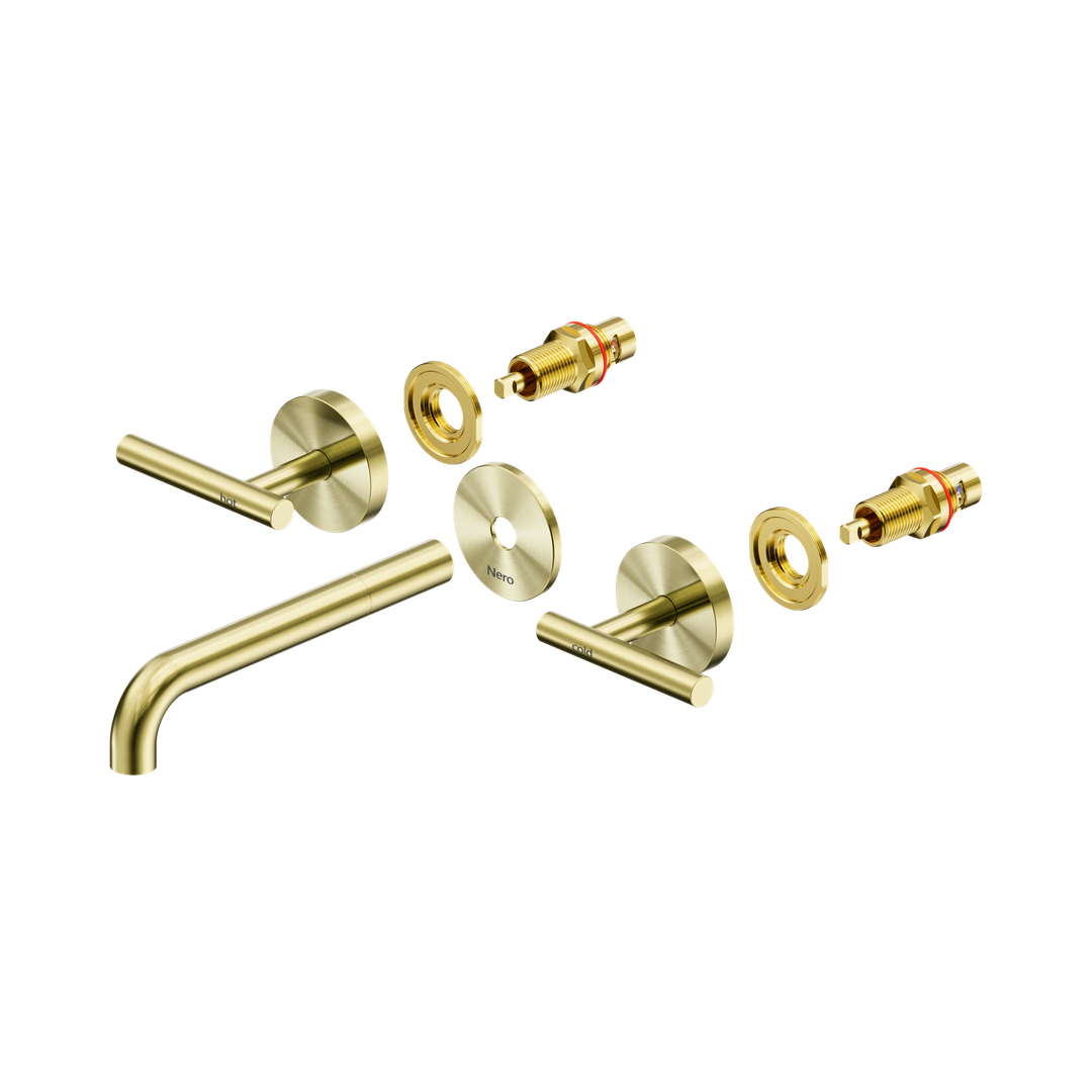 Nero Mecca Lever Wall Basin/Bath Set 185Mm Spout Trim Kits Only - Brushed Gold