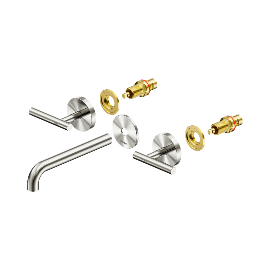Nero Mecca Lever Wall Basin/Bath Set 185Mm Spout Trim Kits Only - Brushed Nickel
