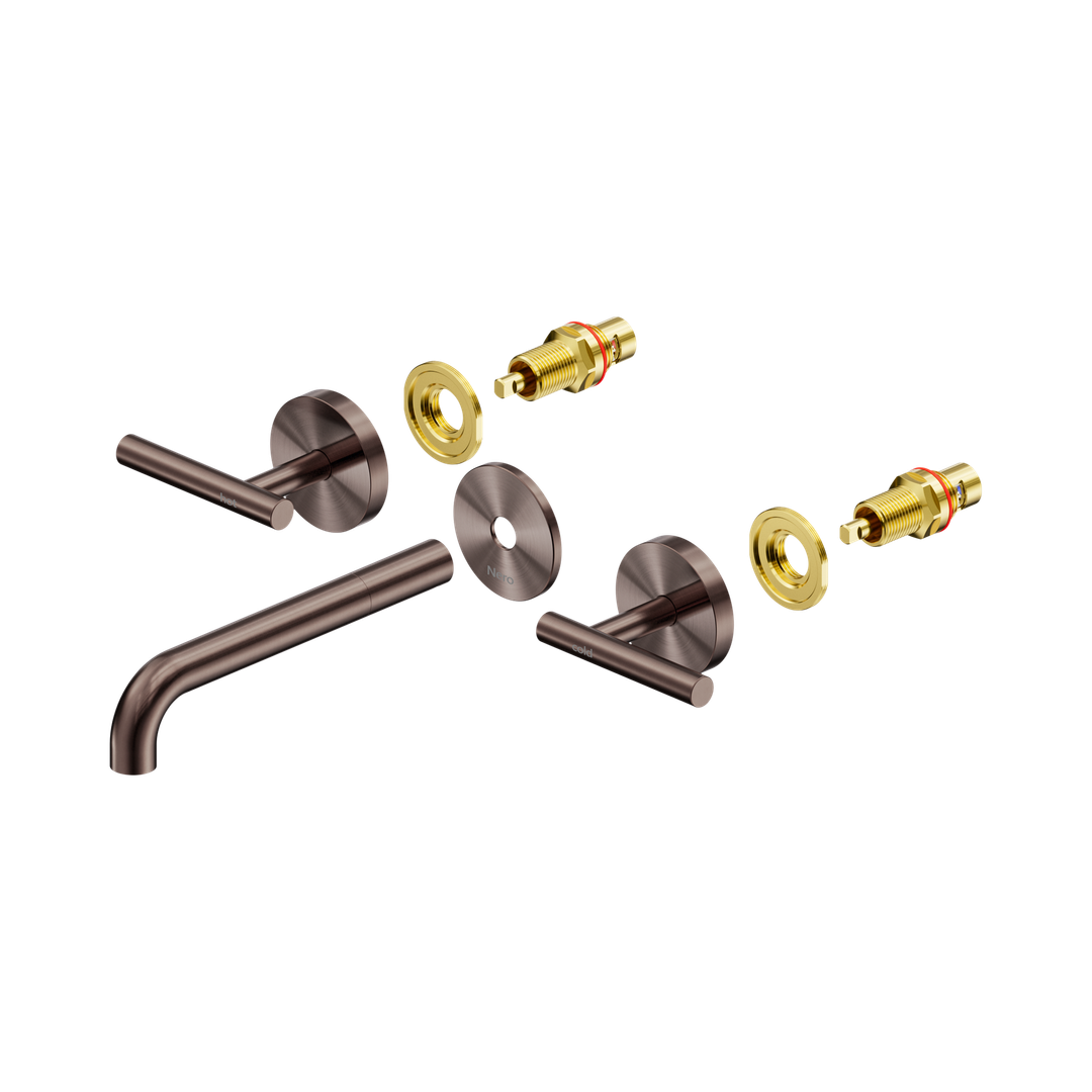 Nero Mecca Lever Wall Basin/Bath Set 185Mm Spout Trim Kits Only - Brushed Bronze