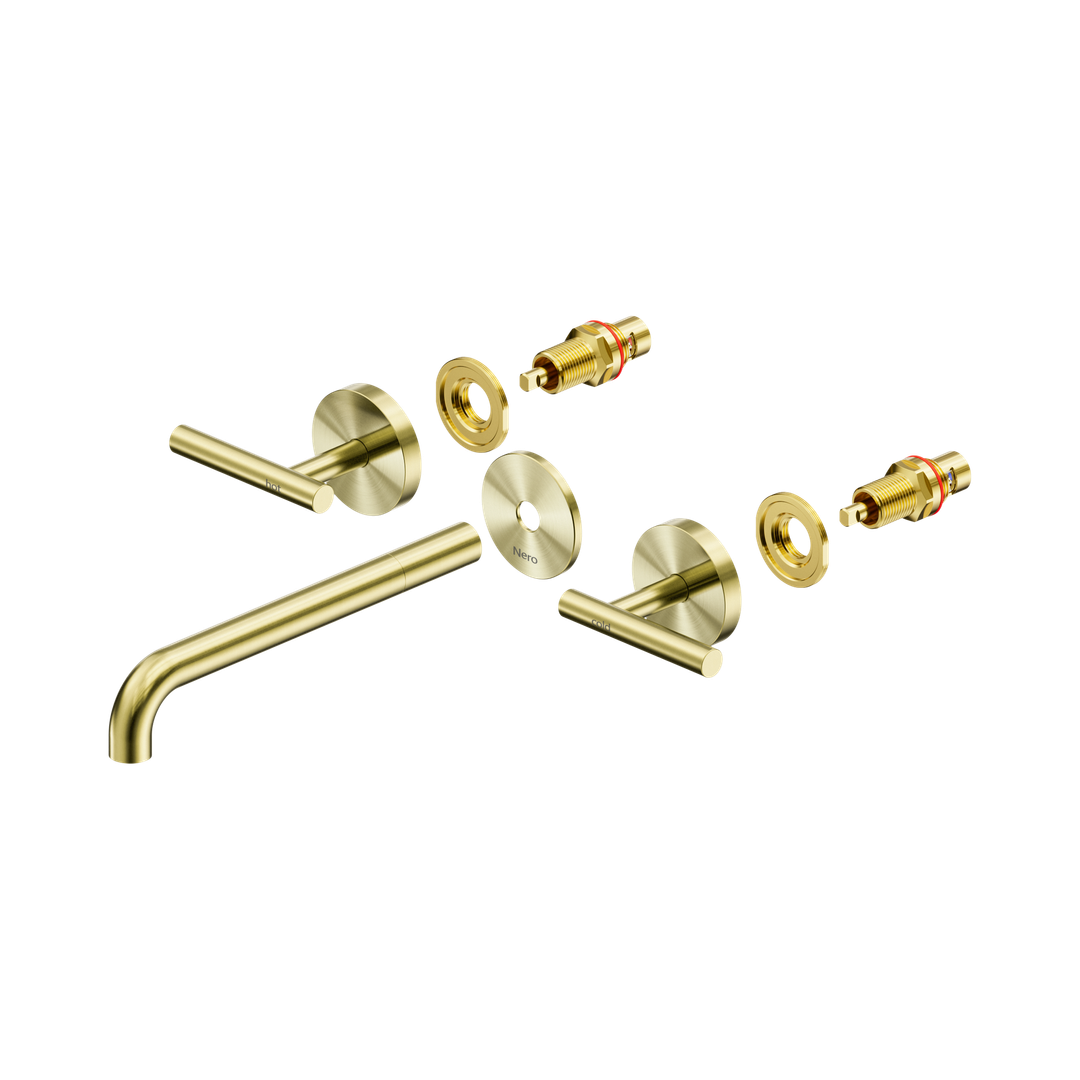 Nero Mecca Lever Wall Basin/Bath Set 220Mm Spout Trim Kits Only - Brushed Gold