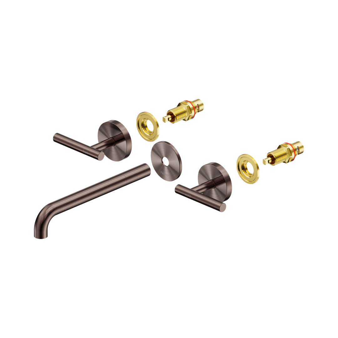 Nero Mecca Lever Wall Basin/Bath Set 220Mm Spout Trim Kits Only - Brushed Bronze