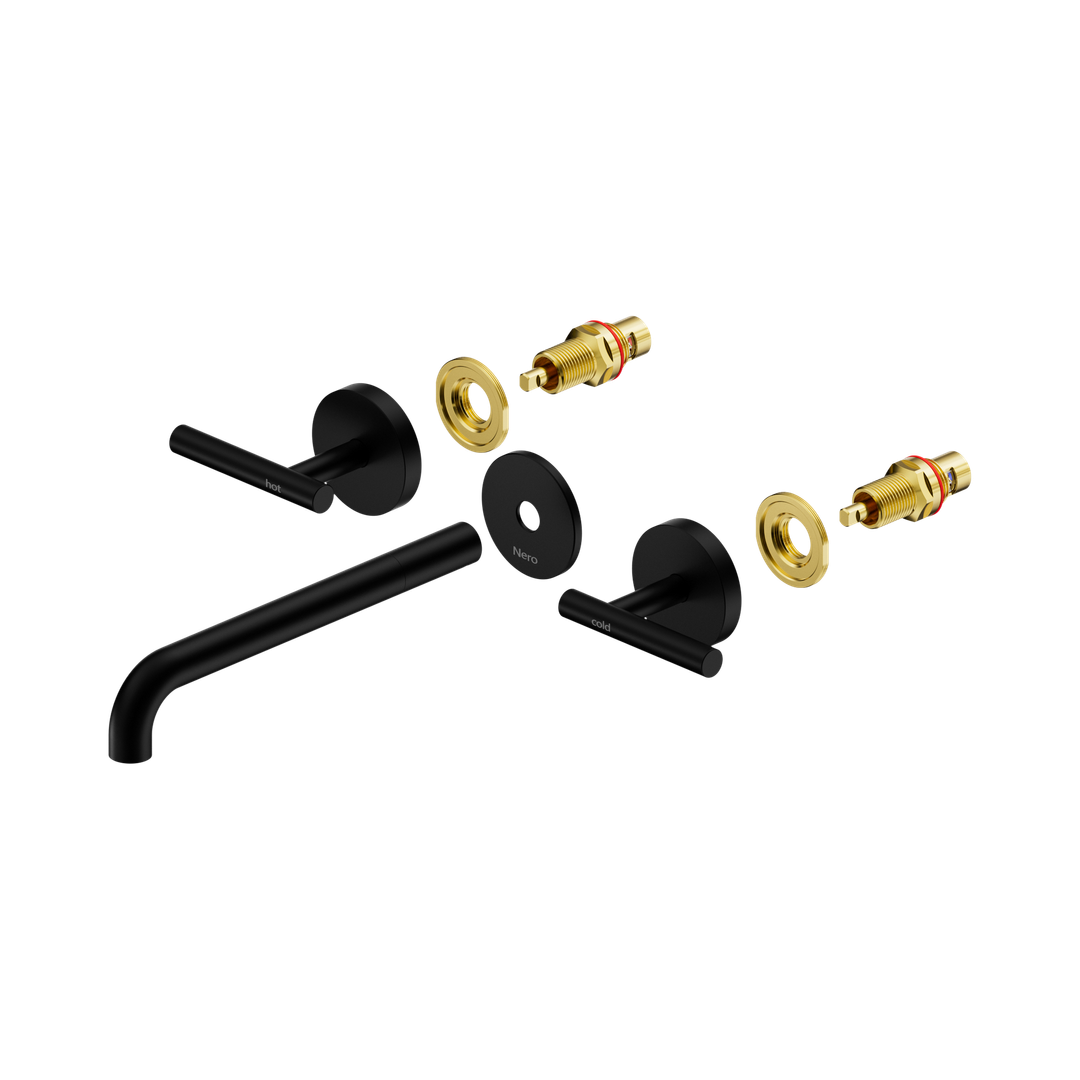 Nero Mecca Lever Wall Basin/Bath Set 220Mm Spout Trim Kits Only - Matte Black