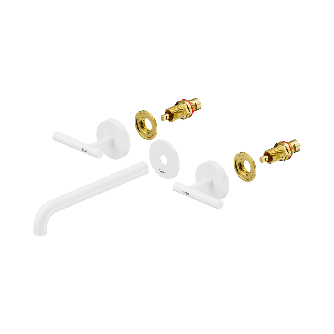 Nero Mecca Lever Wall Basin/Bath Set 220Mm Spout Trim Kits Only - Matte White