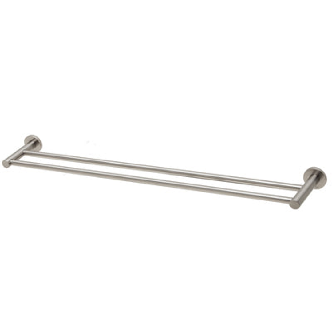 Double Phoenix RadII Towel Rail 800mm Round Plate - Brushed Nickel