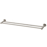 Double Phoenix RadII Towel Rail 800mm Round Plate - Brushed Nickel