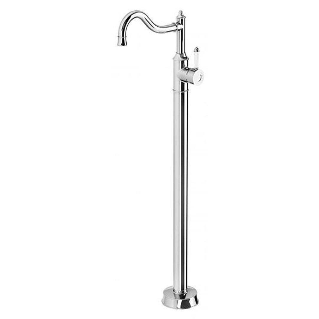 Nostalgia Floor Mounted Bath Phoenix Mixer - Chrome/White