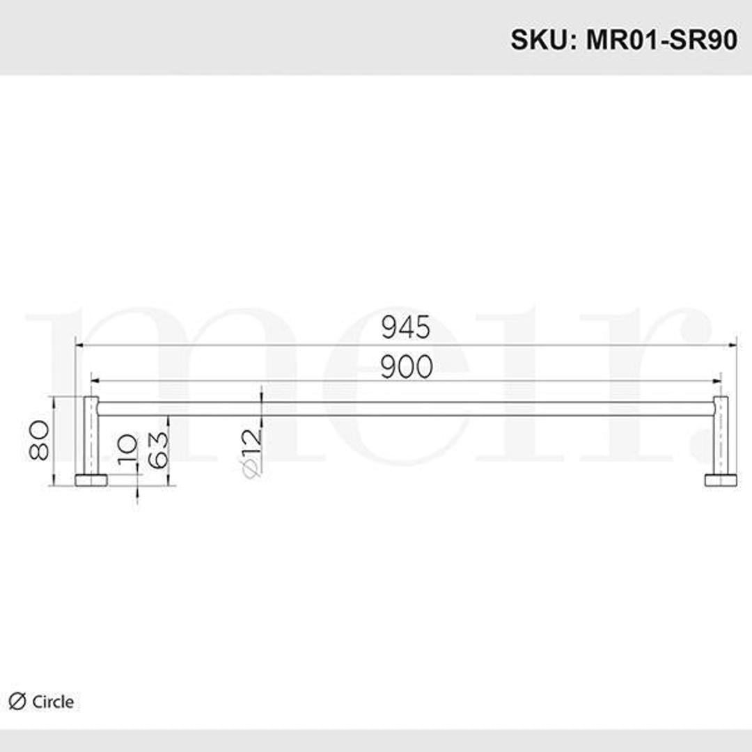 Meir Round Single Towel Rail 900Mm - Tiger Bronze
