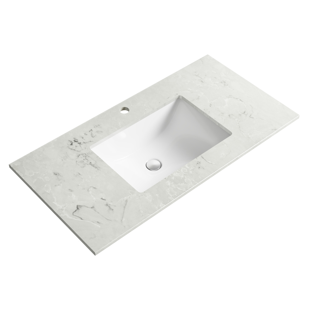 Aulic Leona 750mm Wall-Hung Vanity - Undermount Basin with Alpine White Stone Top